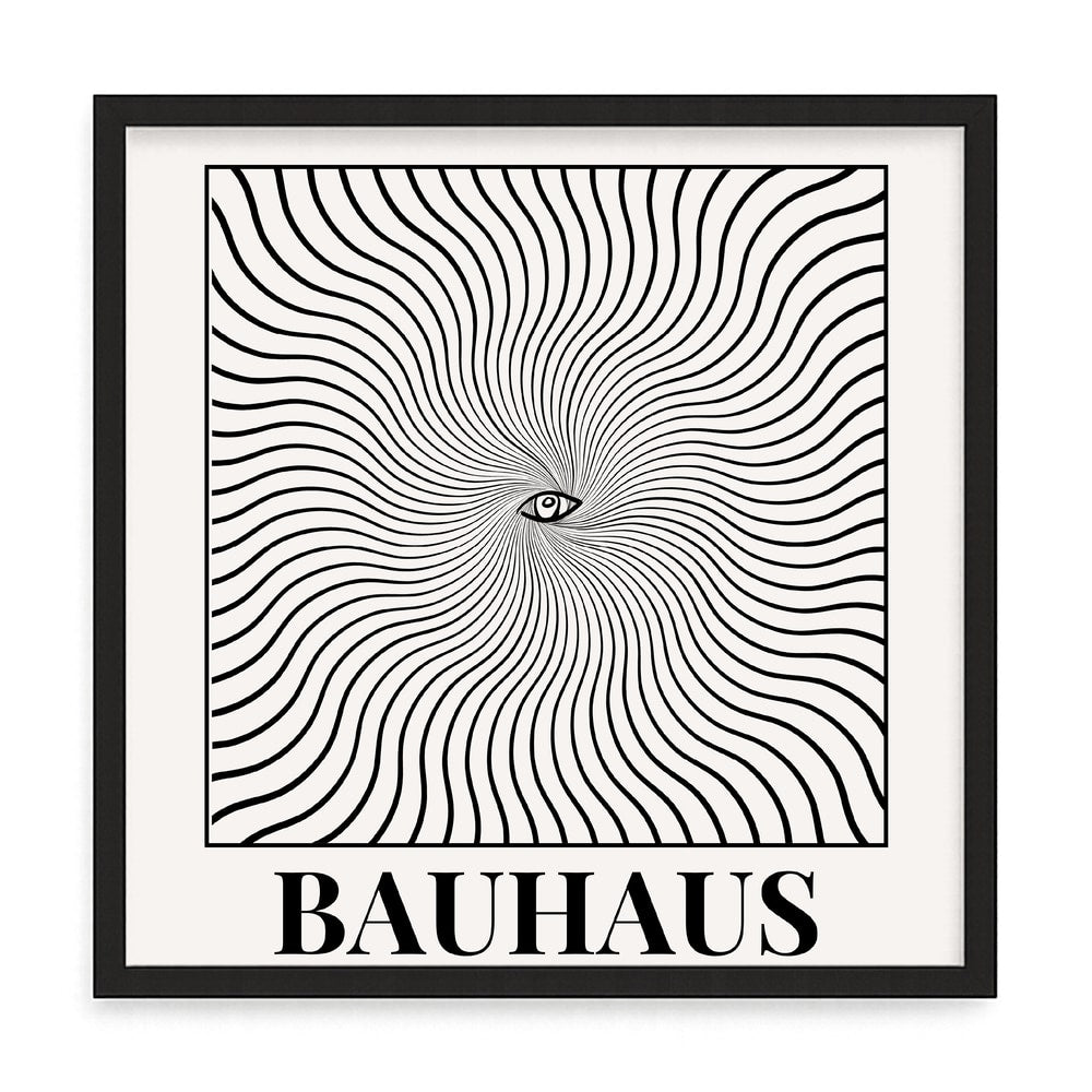 Bauhaus absztrakt fali kép – fúrásmentes, öntapadós képkeret, 20x20 cm - fekete keret