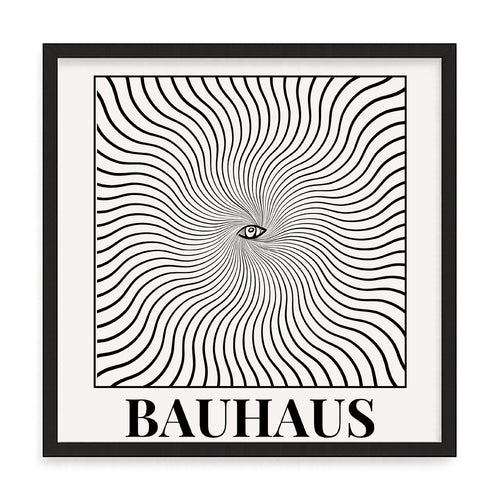 Bauhaus absztrakt fali kép – fúrásmentes, öntapadós képkeret, 20x20 cm - fekete keret