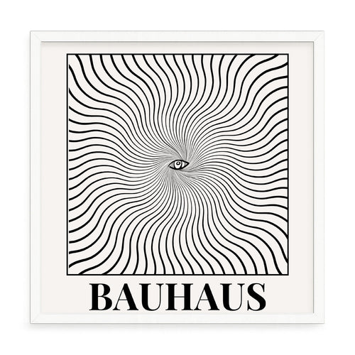 Bauhaus absztrakt fali kép – fúrásmentes, öntapadós képkeret, 20x20 cm - fehér keret