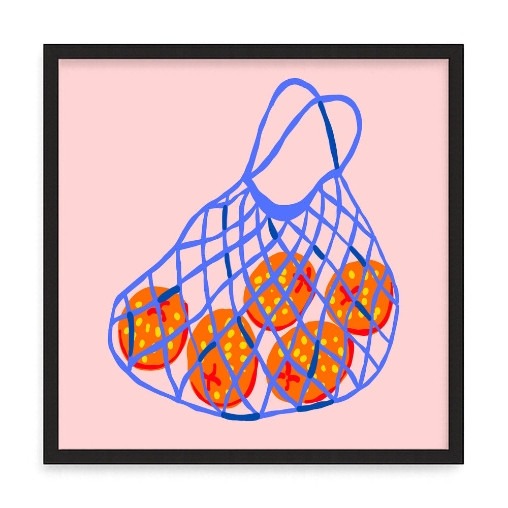 Gyümölcsös fali kép – fúrásmentes, öntapadós képkeret, 20x20 cm - fekete keret