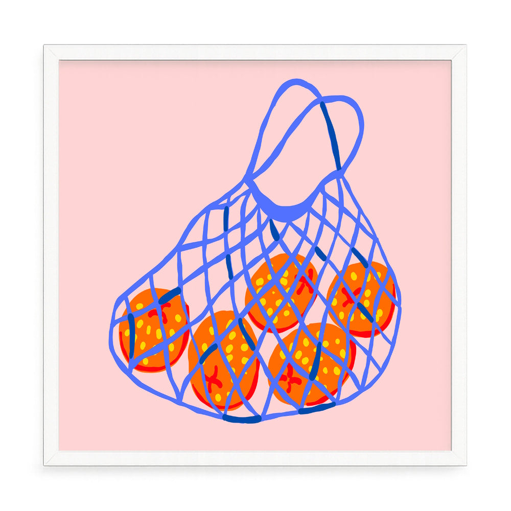 Gyümölcsös fali kép – fúrásmentes, öntapadós képkeret, 20x20 cm - fehér keret