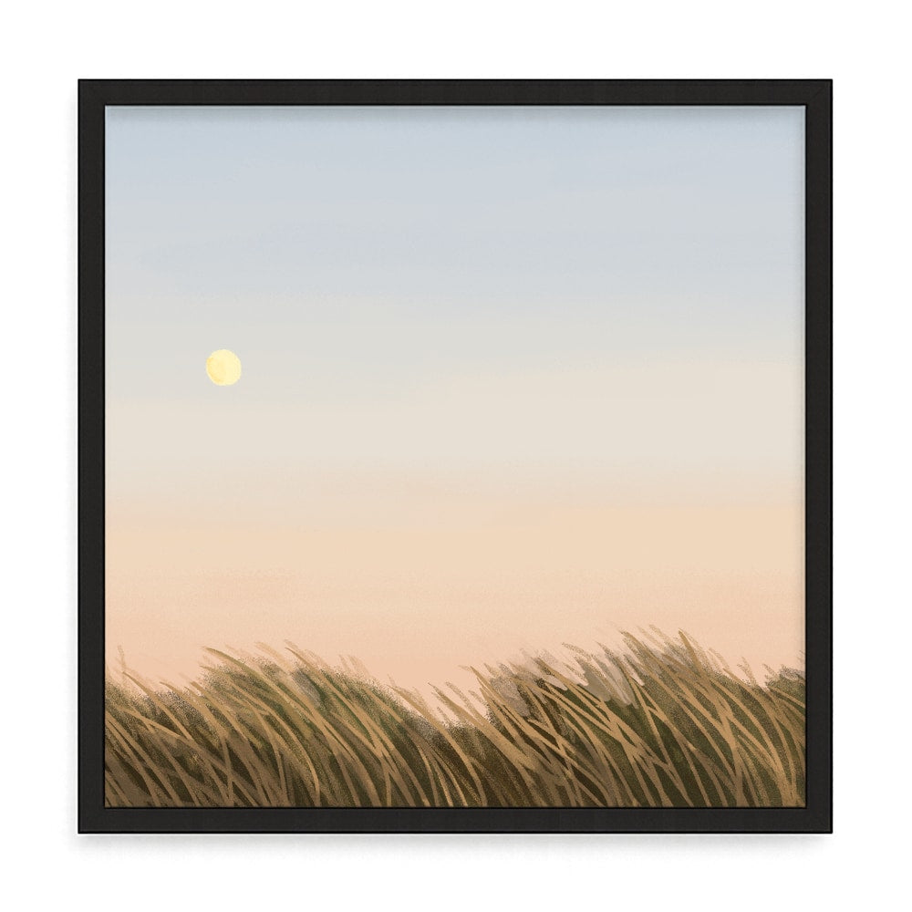 Naplementés táj fali kép – fúrásmentes, öntapadós képkeret, 20x20 cm - fekete keret