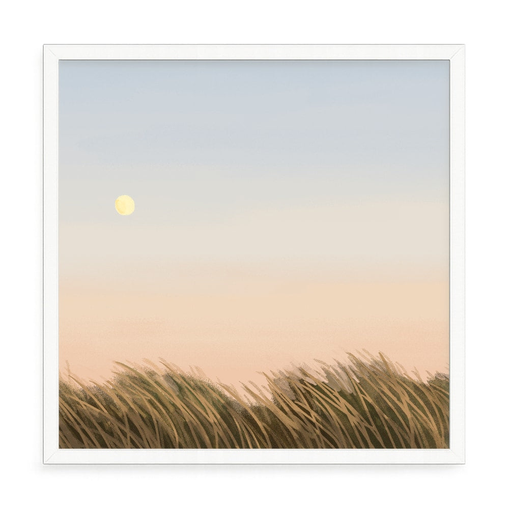 Naplementés táj fali kép – fúrásmentes, öntapadós képkeret, 20x20 cm - fehér keret