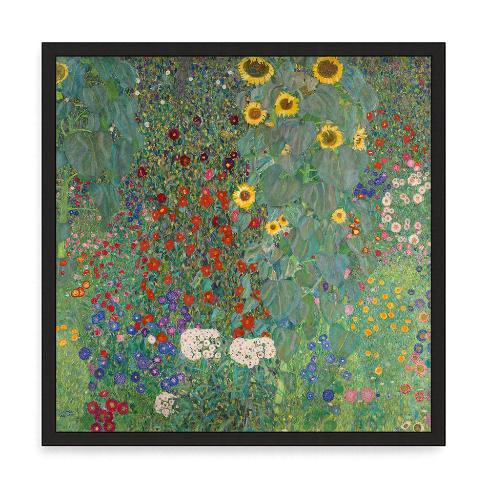 Virágos mező fali kép – fúrásmentes, öntapadós képkeret, 20x20 cm - fekete keret