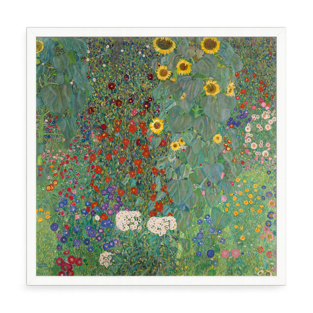 Virágos mező fali kép – fúrásmentes, öntapadós képkeret, 20x20 cm - fehér keret