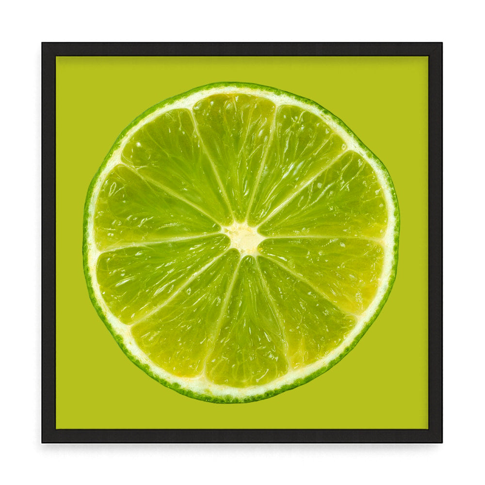 Lime szelet fali kép – fúrásmentes, öntapadós képkeret, 20x20 cm - fekete keret