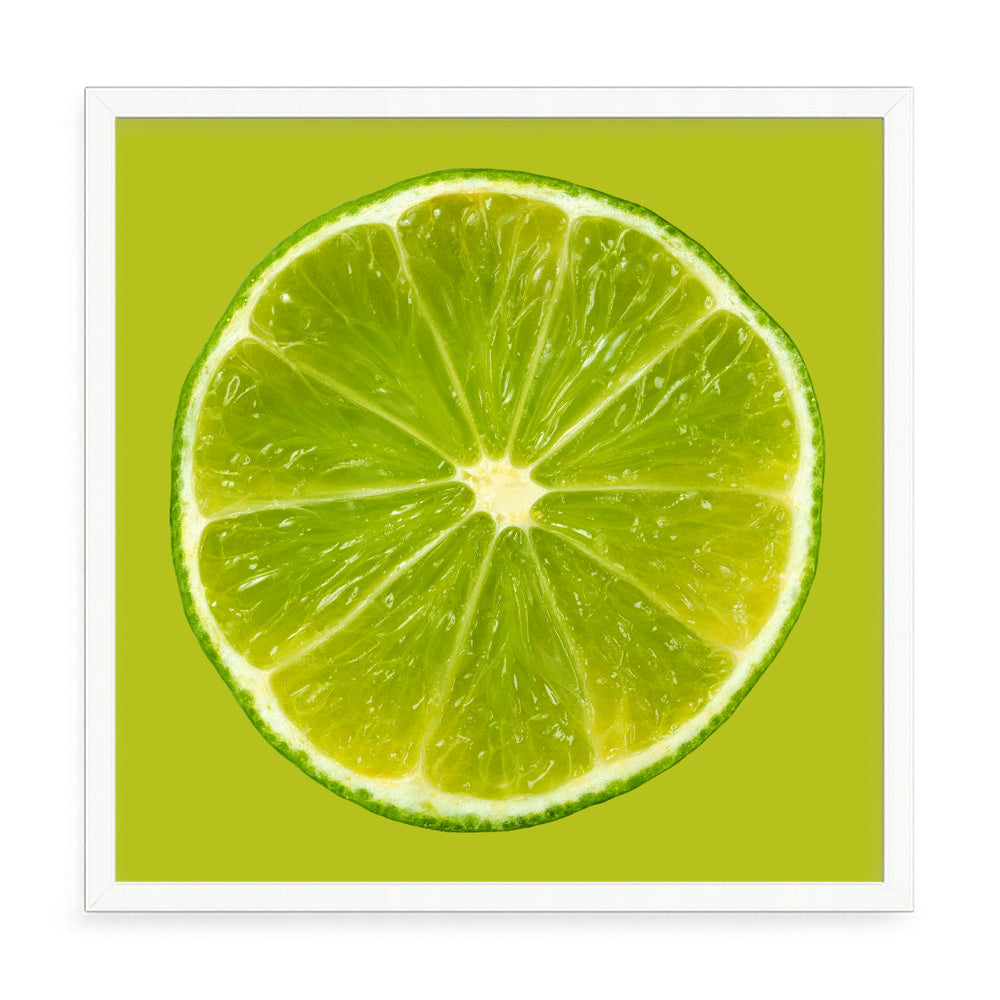 Lime szelet fali kép – fúrásmentes, öntapadós képkeret, 20x20 cm - fehér keret