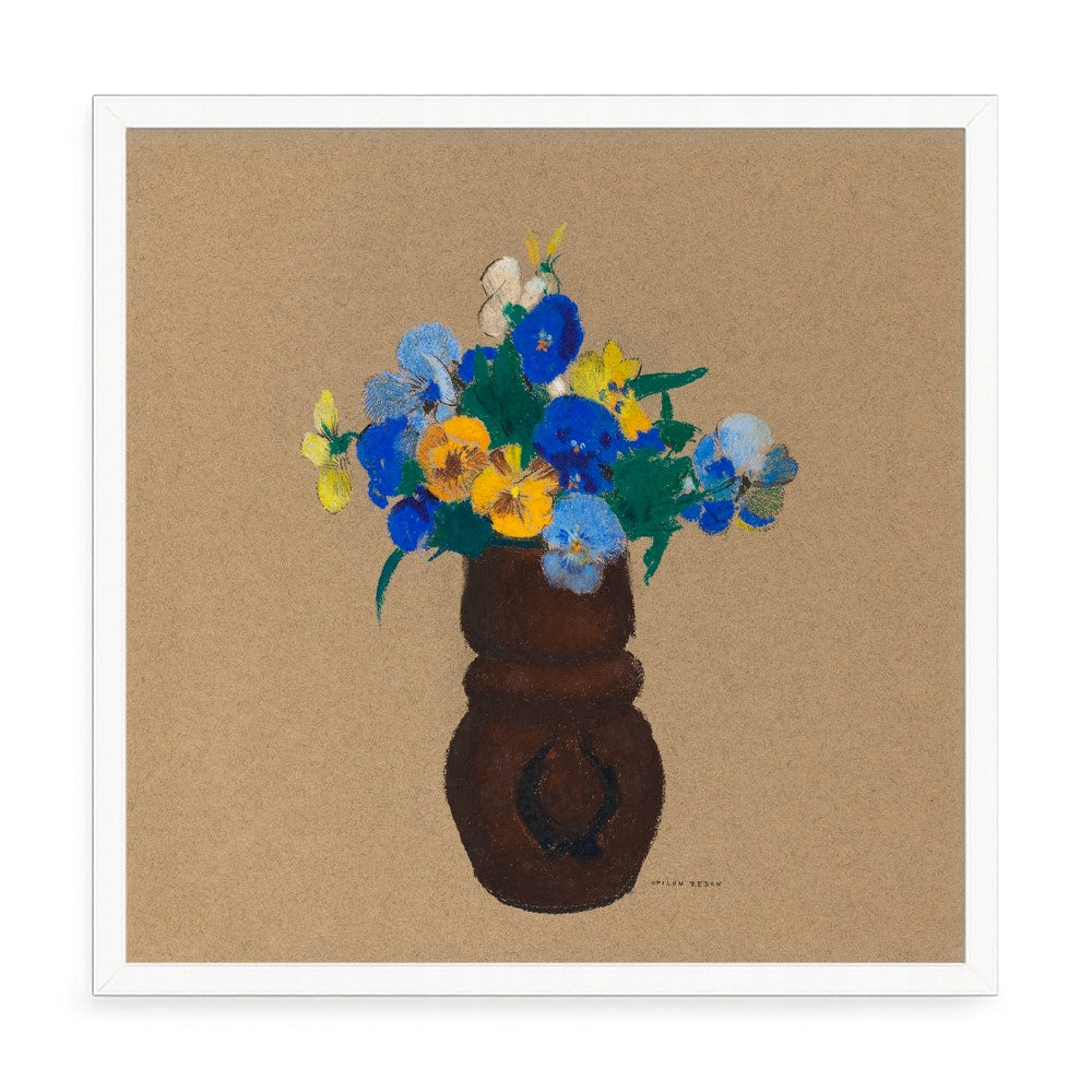 Virágcsokros fali kép – fúrásmentes, öntapadós képkeret, 20x20 cm - fehér keret