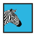 Zebra motívum fali kép – fúrásmentes, öntapadós képkeret, 20x20 cm - fekete keret