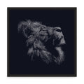 Stylizált oroszlán fali kép – fúrásmentes, öntapadós képkeret, 20x20 cm - fekete keret