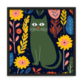 Cicás virágos fali kép – fúrásmentes, öntapadós képkeret, 20x20 cm - fekete keret
