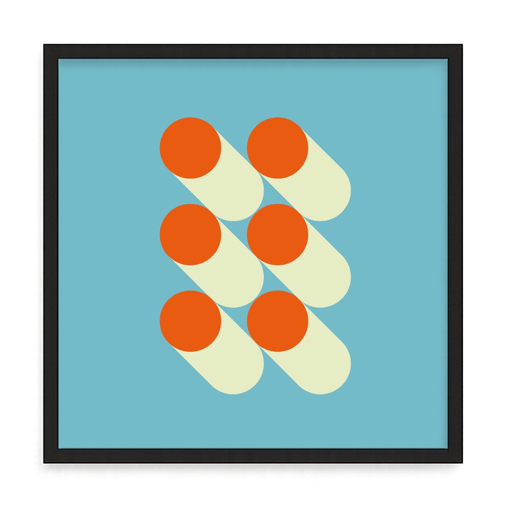 Absztrakt geometrikus fali kép – fúrásmentes, öntapadós képkeret, 20x20 cm - fekete keret