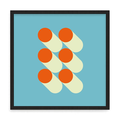Absztrakt geometrikus fali kép – fúrásmentes, öntapadós képkeret, 20x20 cm - fekete keret