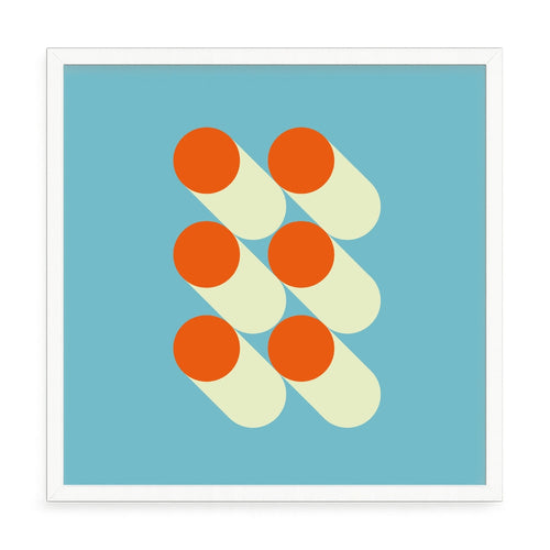 Absztrakt geometrikus fali kép – fúrásmentes, öntapadós képkeret, 20x20 cm - fehér keret
