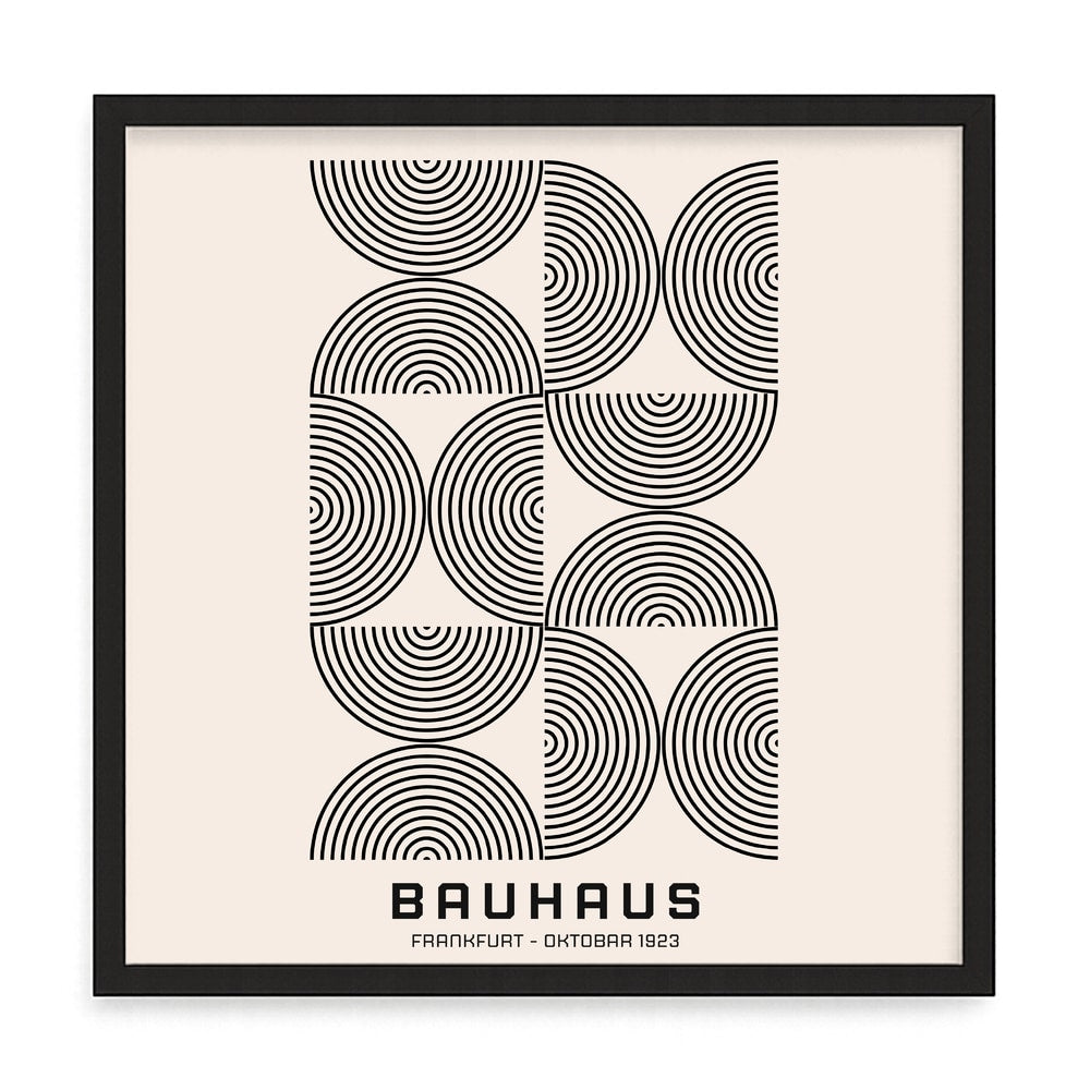 Bauhaus mintás fali kép – fúrásmentes, öntapadós képkeret, 20x20 cm - fekete keret