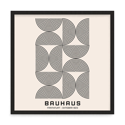 Bauhaus mintás fali kép – fúrásmentes, öntapadós képkeret, 20x20 cm - fekete keret