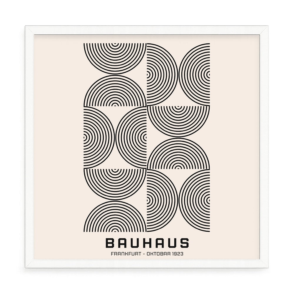 Bauhaus mintás fali kép – fúrásmentes, öntapadós képkeret, 20x20 cm - fehér keret