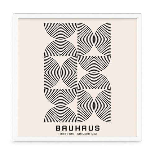 Bauhaus mintás fali kép – fúrásmentes, öntapadós képkeret, 20x20 cm - fehér keret