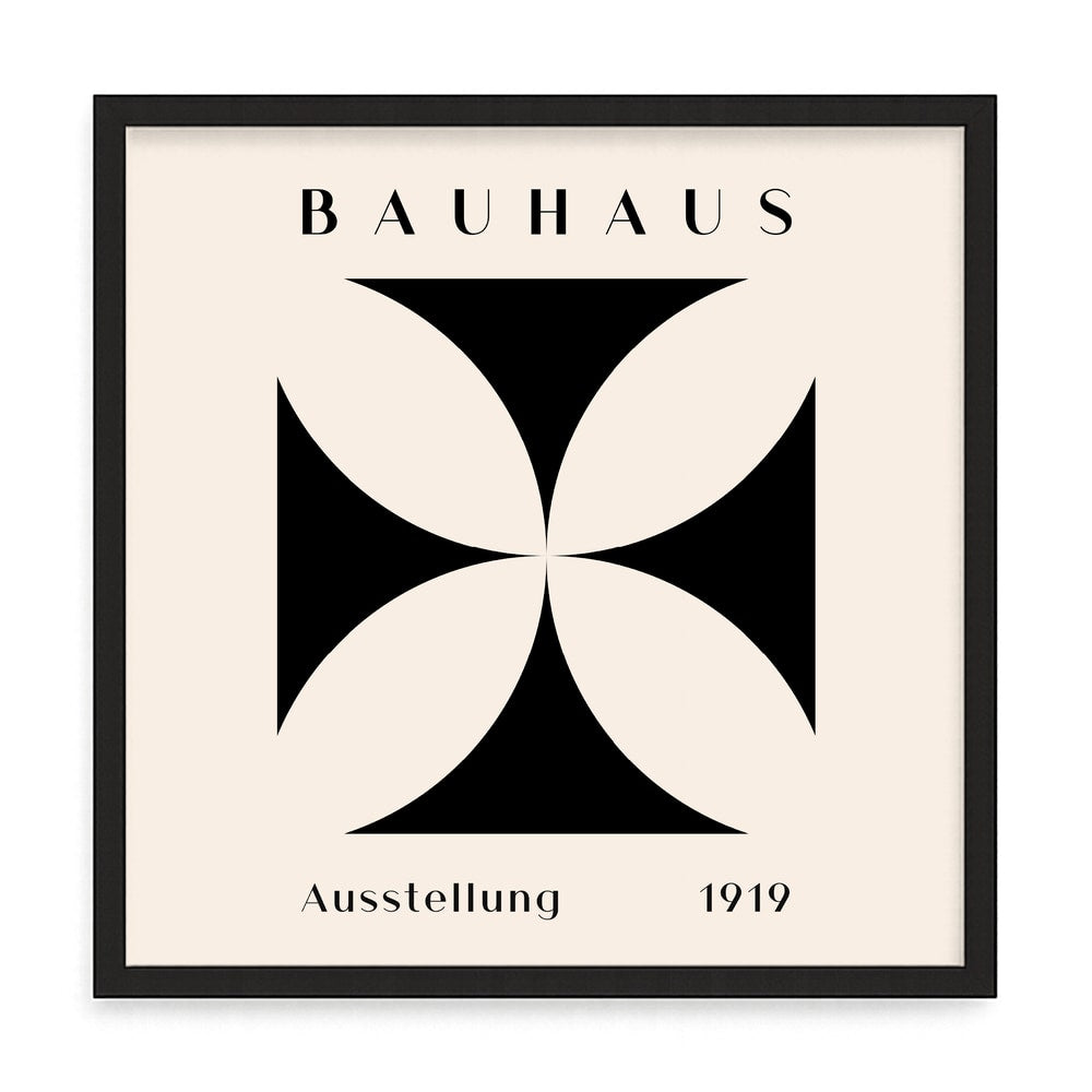 Bauhaus kiállítás fali kép – fúrásmentes, öntapadós képkeret, 20x20 cm - fekete keret