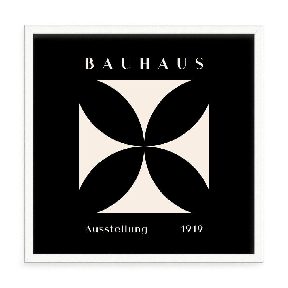 Bauhaus stílusú poszter – fúrásmentes, öntapadós képkeret, 20x20 cm - fehér keret