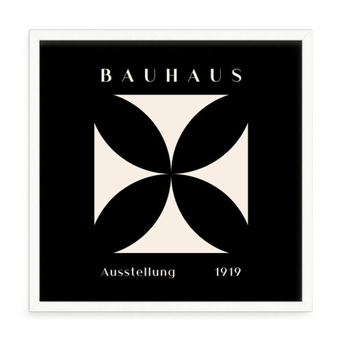 Bauhaus stílusú poszter – fúrásmentes, öntapadós képkeret, 20x20 cm - fehér keret