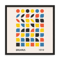 Bauhaus stílusú absztrakt fali kép – fúrásmentes, öntapadós képkeret, 20x20 cm - fekete keret