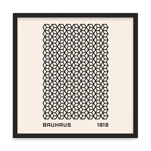 Bauhaus mintás fali kép – fúrásmentes, öntapadós képkeret, 20x20 cm - fekete keret