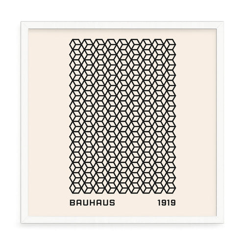 Bauhaus mintás fali kép – fúrásmentes, öntapadós képkeret, 20x20 cm - fehér keret