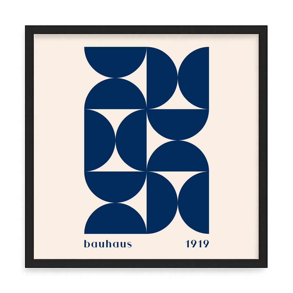 Bauhaus inspirált absztrakt fali kép – fúrásmentes, öntapadós képkeret, 20x20 cm - fekete keret