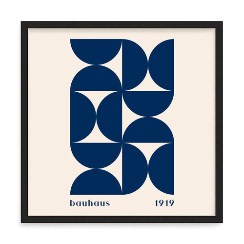 Bauhaus inspirált absztrakt fali kép – fúrásmentes, öntapadós képkeret, 20x20 cm - fekete keret