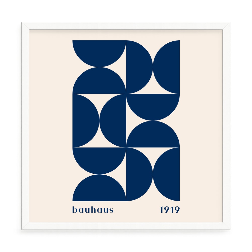 Bauhaus inspirált absztrakt fali kép – fúrásmentes, öntapadós képkeret, 20x20 cm - fehér keret