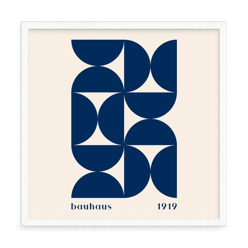 Bauhaus inspirált absztrakt fali kép – fúrásmentes, öntapadós képkeret, 20x20 cm - fehér keret