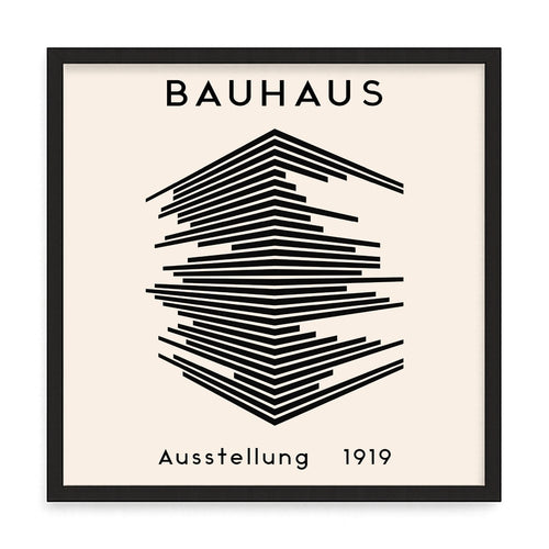 Bauhaus dizájn fali kép – fúrásmentes, öntapadós képkeret, 20x20 cm - fekete keret