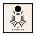 Bauhaus stílusú absztrakt falikép – fúrásmentes, öntapadós képkeret, 20x20 cm - fekete keret