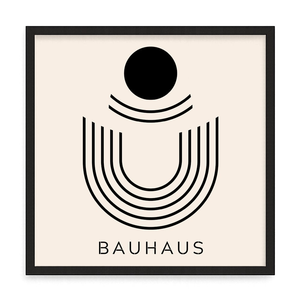 Bauhaus stílusú absztrakt falikép – fúrásmentes, öntapadós képkeret, 20x20 cm - fekete keret