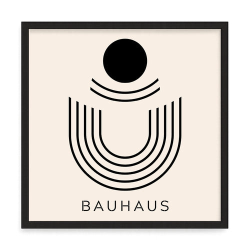 Bauhaus stílusú absztrakt falikép – fúrásmentes, öntapadós képkeret, 20x20 cm - fekete keret