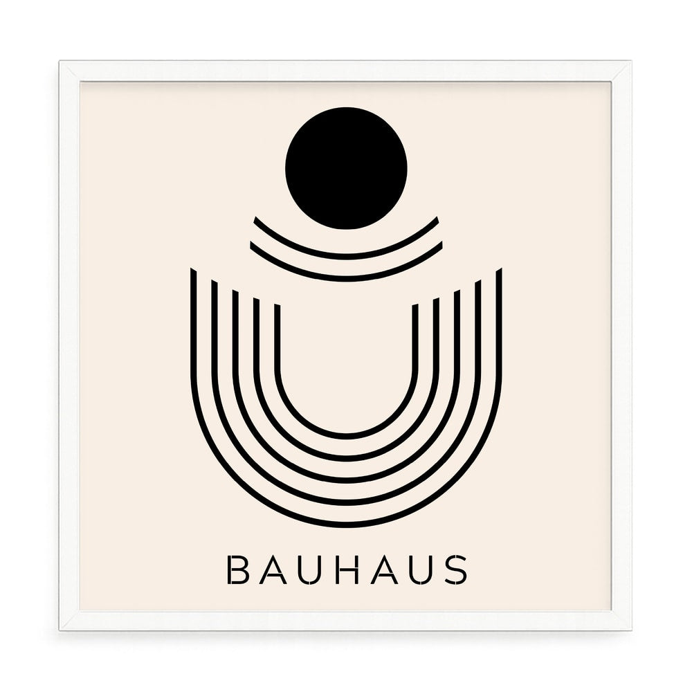 Bauhaus stílusú absztrakt falikép – fúrásmentes, öntapadós képkeret, 20x20 cm - fehér keret