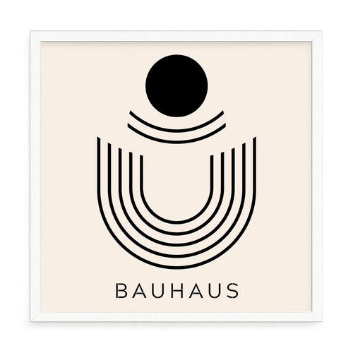 Bauhaus stílusú absztrakt falikép – fúrásmentes, öntapadós képkeret, 20x20 cm - fehér keret