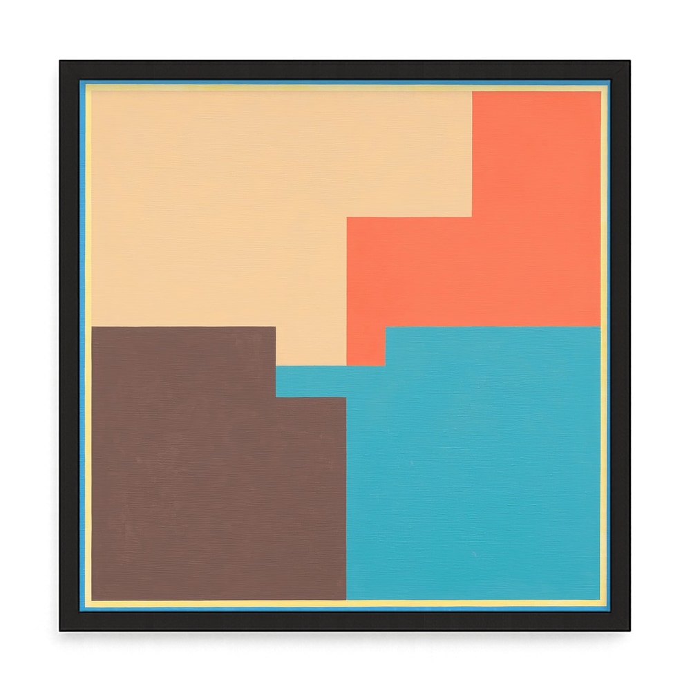 Absztrakt színes fali kép – fúrásmentes, öntapadós képkeret, 20x20 cm - fekete keret