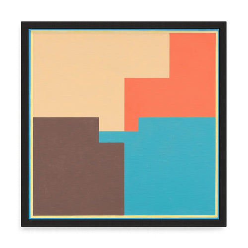 Absztrakt színes fali kép – fúrásmentes, öntapadós képkeret, 20x20 cm - fekete keret