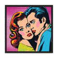 Retro pop art fali kép – fúrásmentes, öntapadós képkeret, 20x20 cm - fekete keret