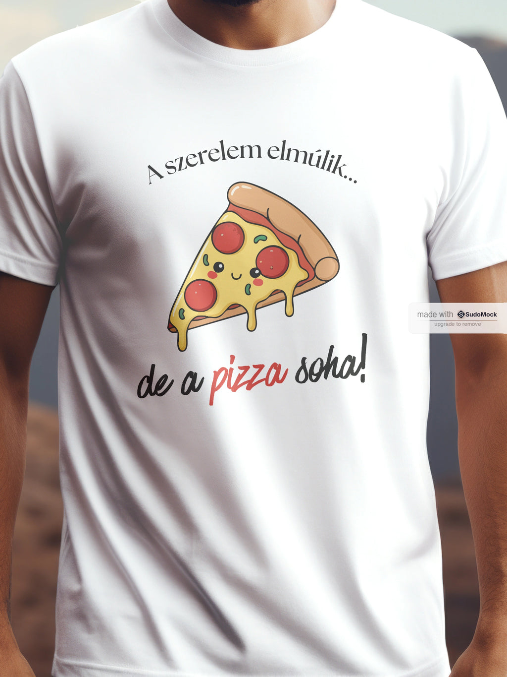 Pizza cotton T-shirt – Cute pizza slice graphic – men t-shirt, women t-shirt, unisex t-shirt