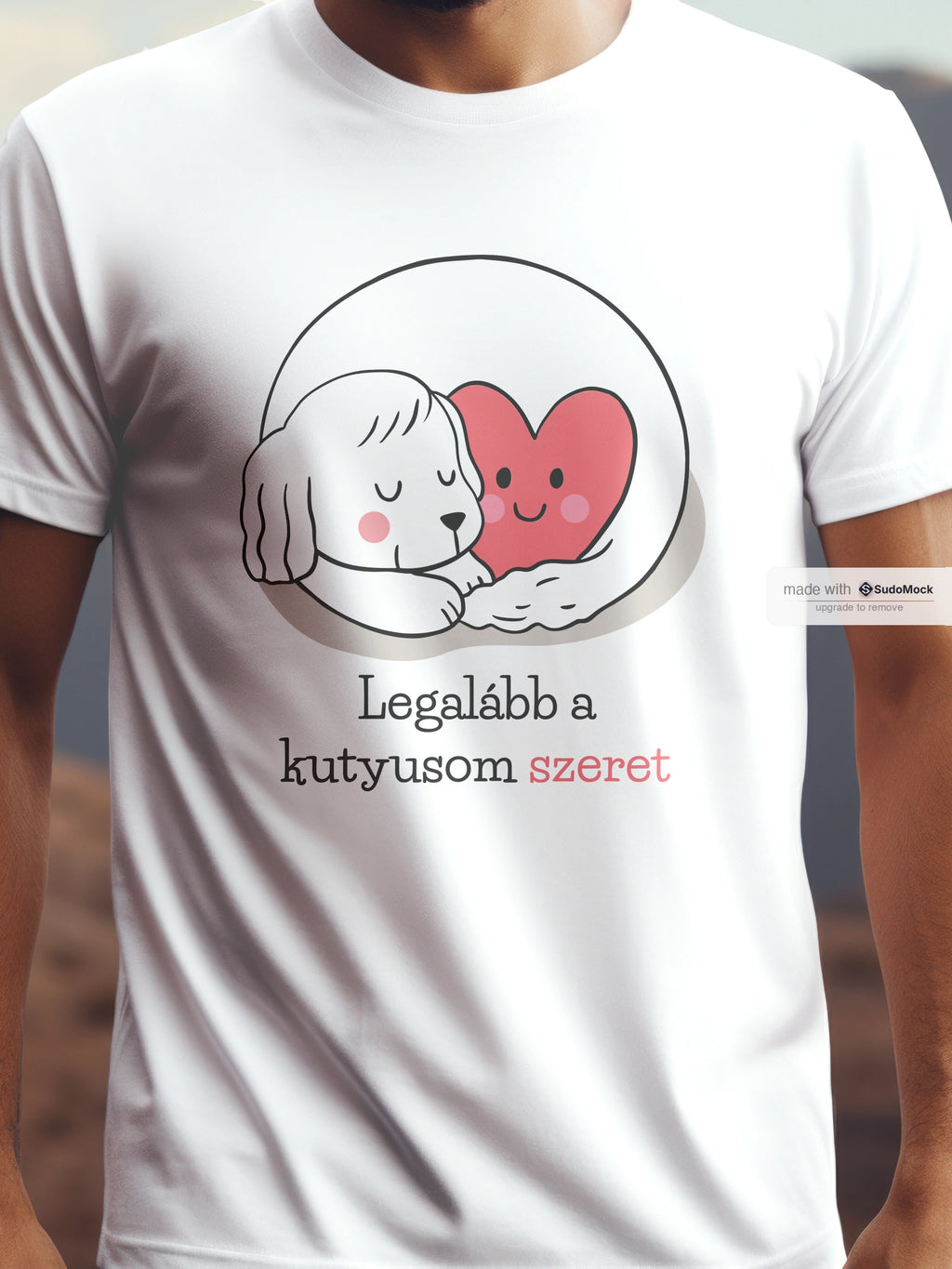 Dog love cotton T-shirt – Cute sleeping puppy with heart graphic – men t-shirt, women t-shirt, unisex t-shirt