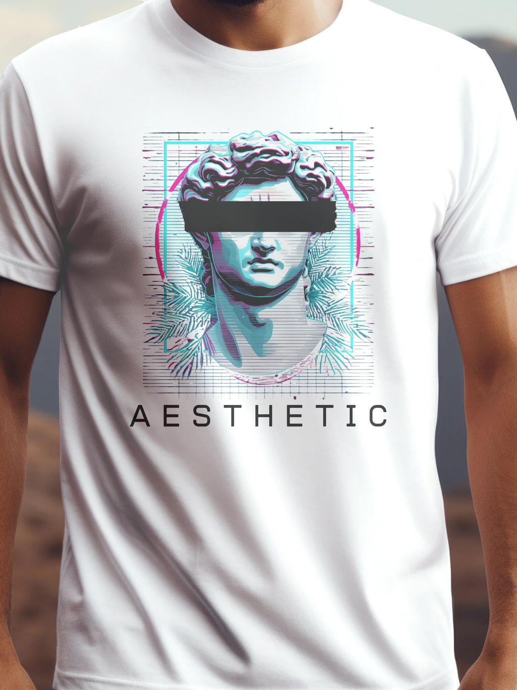 Retro művészet prémium pamut póló – grafikus szobor design – fehér férfi póló, unisex póló, magyar minta, vicces póló