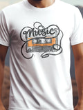 Music Summer Vibes fehér színű prémium pamut póló – retro kazettás design – férfi póló, unisex póló, magyar minta, vicces póló