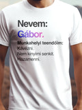 Gábor. fehér színű prémium pamut póló – névre szóló design – férfi póló, unisex póló, magyar minta, vicces póló