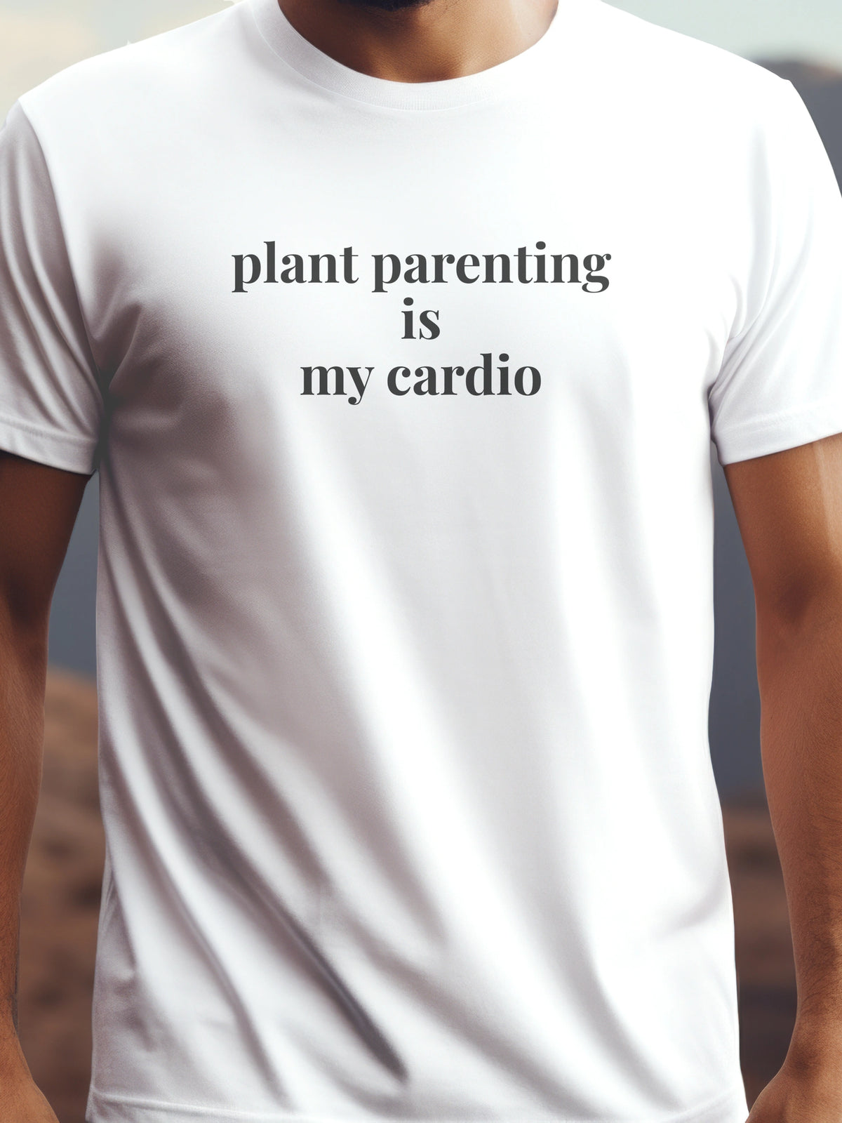plant parenting is my cardio fehér színű prémium pamut póló – vicces növénykedvelő grafika – férfi póló, unisex póló, magyar minta, vicces póló
