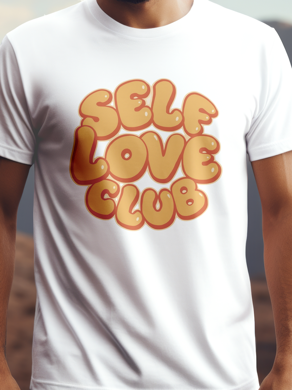 SELF LOVE CLUB fehér színű prémium pamut póló – pozitív üzenet a szeretet jegyében – férfi póló, unisex póló, magyar minta, vicces póló