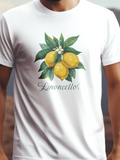 Limoncello prémium pamut póló – citromos grafika – fehér férfi póló, unisex póló, magyar minta, vicces póló