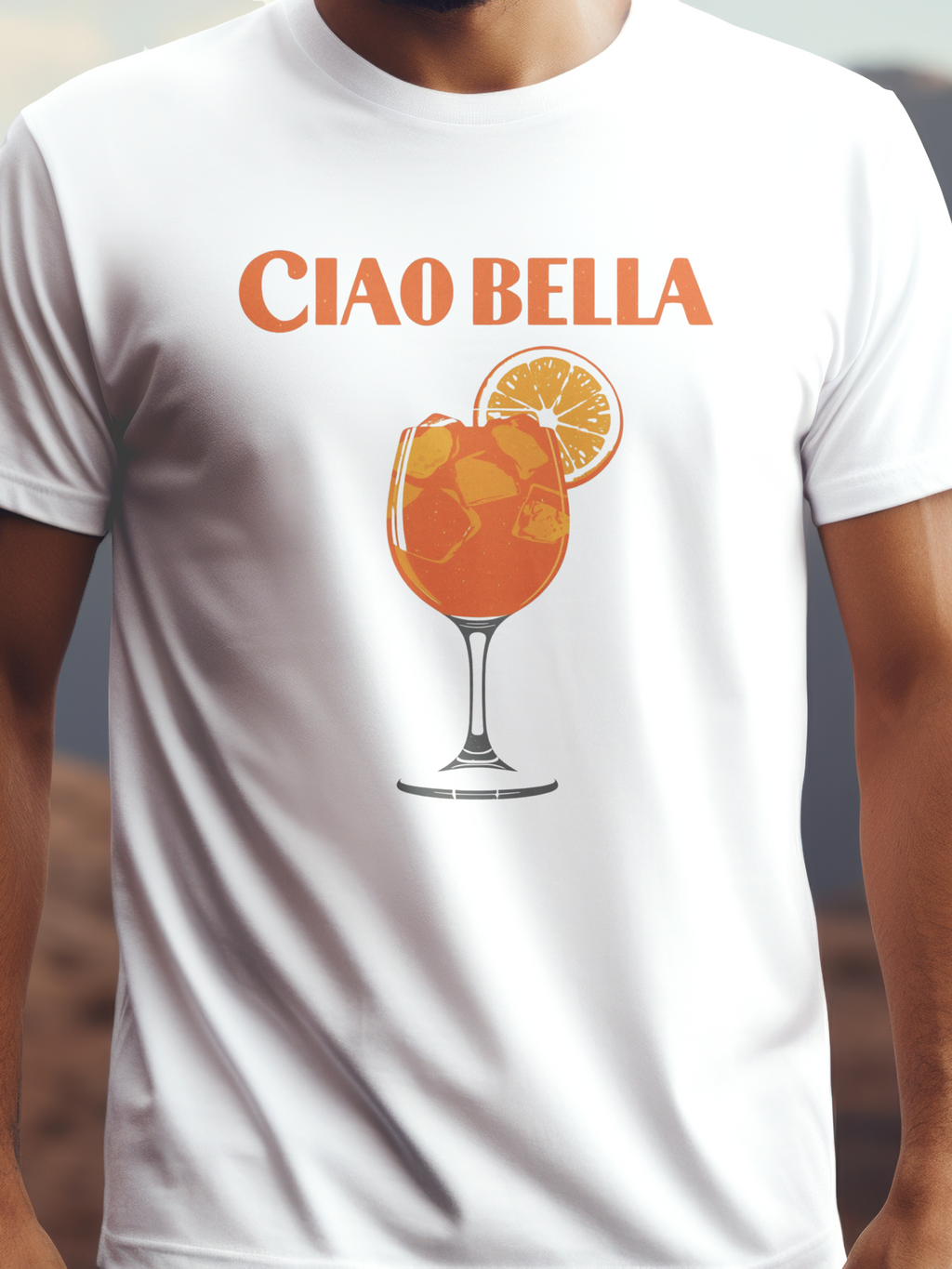 Ciao Bella prémium pamut póló – frissítő ital grafika – fehér férfi póló, unisex póló, magyar minta, vicces póló
